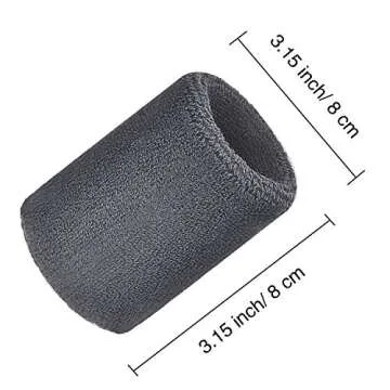 Willbond 6 Pcs Wrist Sweatbands Sports Wristbands for Competitions Absorbent Sweatbands for Basketball Tennis Football Running Working(Black, White, Gray)
