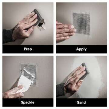 3M High Strength Small Hole Repair Kit, Inlcudes Spackling Compound, Putty Knife, Sanding Sponge, and Self-Adhesive Patch, For Hole Repairs Up To 3" in Diameter, Easy Wall Repair (SHR-KIT)