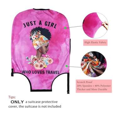 hswosnas Luggage Cover Approved Cute Travel Suitcase Protector Pink Black Girl Elastic Washable Suit...