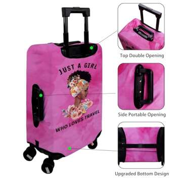 hswosnas Luggage Cover Approved Cute Travel Suitcase Protector Pink Black Girl Elastic Washable Suitcase Covers for 18-20 Inch Luggage(S)