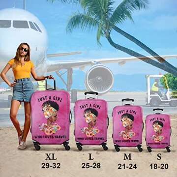 hswosnas Luggage Cover Approved Cute Travel Suitcase Protector Pink Black Girl Elastic Washable Suitcase Covers for 18-20 Inch Luggage(S)