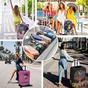 hswosnas Luggage Cover Approved Cute Travel Suitcase Protector Pink Black Girl Elastic Washable Suitcase Covers for 18-20 Inch Luggage(S)