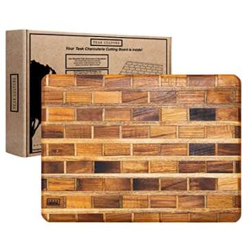 Artisanal Teak Charcuterie, Cutting, Cheese & Bread Board, Handmade,16x12x1, for Slicing, Dicing & F...
