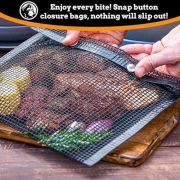 Mountain Grillers Set of 2 (12.83 x 11.73-Inch) Reusable Pouches for Barbeque, Fish -Suitable for Ch...