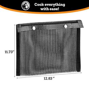 Mountain Grillers Set of 2 (12.83 x 11.73-Inch) Reusable Pouches for Barbeque, Fish -Suitable for Charcoal, Electric Grills, Heat-Resistant & Non-Stick, Perfect Grill Bags for Outdoor Grill