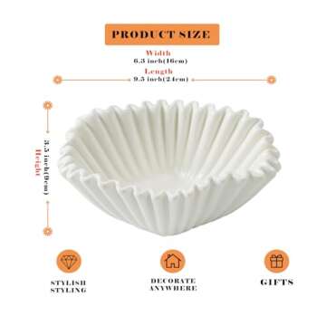 Ardicema Decorative Bowl,Ceramic Ruffle Bowl,Organic Modern Home Decor Bowl,Decorative Bowls for Hom...