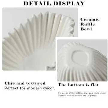 Ardicema Decorative Bowl,Ceramic Ruffle Bowl,Organic Modern Home Decor Bowl,Decorative Bowls for Home Decor,Scalloped Bowl,Fluted Bowl,Fruit Bowl