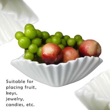 Ardicema Decorative Bowl,Ceramic Ruffle Bowl,Organic Modern Home Decor Bowl,Decorative Bowls for Home Decor,Scalloped Bowl,Fluted Bowl,Fruit Bowl