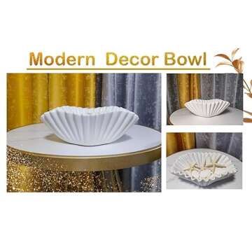 Ardicema Decorative Bowl,Ceramic Ruffle Bowl,Organic Modern Home Decor Bowl,Decorative Bowls for Home Decor,Scalloped Bowl,Fluted Bowl,Fruit Bowl