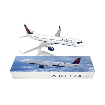 Flight Miniatures Delta A321neo 1:200 Scale - Plastic Snap-Fit Model Airplane - Collectible Replica of Delta Airlines Model Aircraft - Part #AAB-32100H-018
