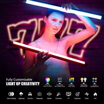 Mettlelite TLX2 RGB Tube Light LED - 2 ft Portable Video Light with App Control and Custom Effects