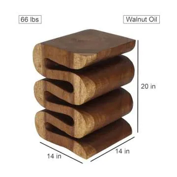 Haussmann® Wood Wave Verve Accent Snake Table 14x14x20 in H Walnut Oil