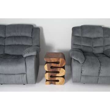 Haussmann® Wood Wave Verve Accent Snake Table 14x14x20 in H Walnut Oil