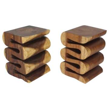 Haussmann® Wood Wave Verve Accent Snake Table 14x14x20 in H Walnut Oil