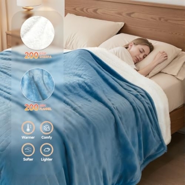 Premium Heated Electric Blanket Queen Size Fast Heating Comfort