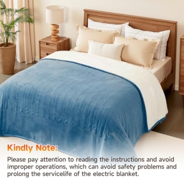 Premium Heated Electric Blanket Queen Size Fast Heating Comfort
