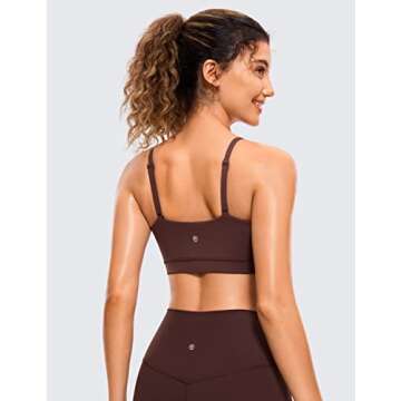 CRZ YOGA Butterluxe Womens Adjustable Spaghetti Thin Strap Sports Bra - Padded Wireless Square Neck ...