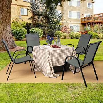 Giantex Set of 4 Patio Chairs, Outdoor Stackable Dining Chairs w/Armrests, 330 LBS Capacity, All Wea...