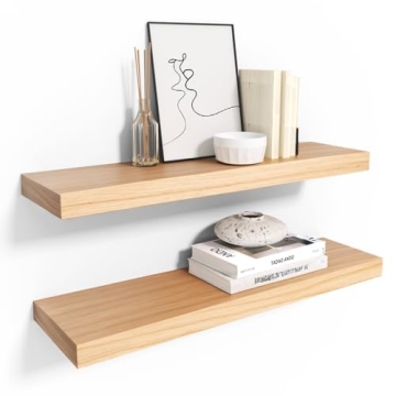 Habudda Floating Shelves, Wooden Wall Shelf for Rustic Decor, Hanging Display Shelving for Bedroom B...