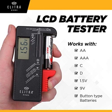 ELITRA HOME Battery Storage Organizer with LCD Tester
