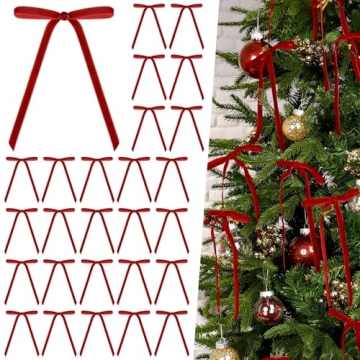 Roberly 30 Pcs Red Velvet Bows for Vintage Christmas Decor