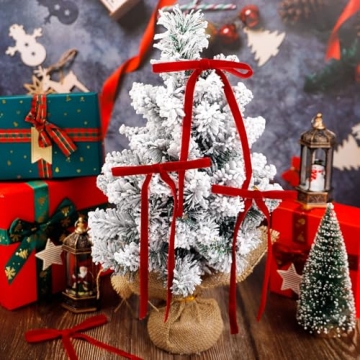 30 Red Velvet Christmas Bows for Rustic Decor