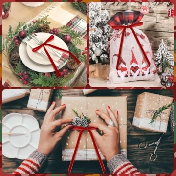 30 Red Velvet Christmas Bows for Rustic Decor