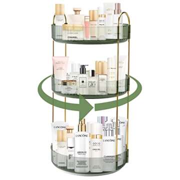INVSSENE 360° Rotating Makeup Organizer, Bathroom Make Up Spinning Holder Rack, Large Capacity Cosm...