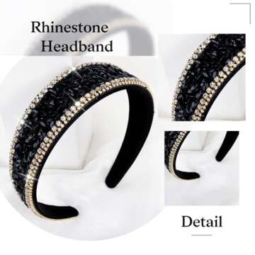 Jaciya Rhinestone Headband Black Headband for Women Girls Hair Accessories Diamond Crystal Hairband ...