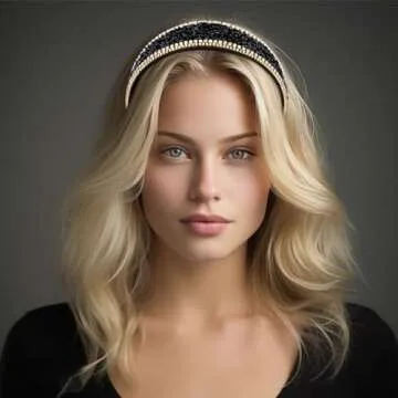 Jaciya Rhinestone Headband Black Headband for Women Girls Hair Accessories Diamond Crystal Hairband Sparkly Glitter Head Band Women's Fashion Head Bands