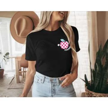 Teacher Shirt Women in My Teacher Era T Shirt Funny Teacher Graphic Tees Short Sleeve T-Shirt Teacher Gifts Tops(Black, XX-Large)