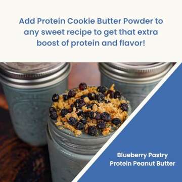 Flexible Dieting Lifestyle Vegan Protein Cookie Butter Powder - Blueberry Pastry | Dairy-Free, Keto-Friendly, Low Carb, Sugar-Free | Easy to Mix, Bake and Spread | 7.8oz