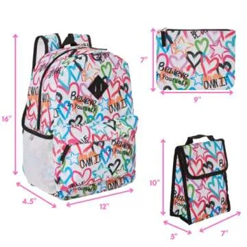Empowerment Heart Love 6-Piece Backpack Set for Girls