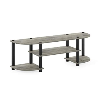 Furinno Oak Grey Black TV Stand Easy Assembly Affordable