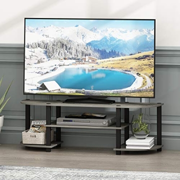 Furinno Oak Grey Black TV Stand Easy Assembly Affordable