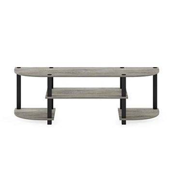 Furinno Oak Grey Black TV Stand Easy Assembly Affordable