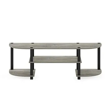 Furinno Oak Grey Black TV Stand Easy Assembly Affordable