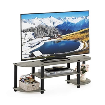 Furinno Oak Grey Black TV Stand Easy Assembly Affordable