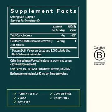 Gaia Herbs Eleuthero Root - Energy, Stamina & Mental Endurance Support - 60 Vegan Liquid Phyto-Capsu...