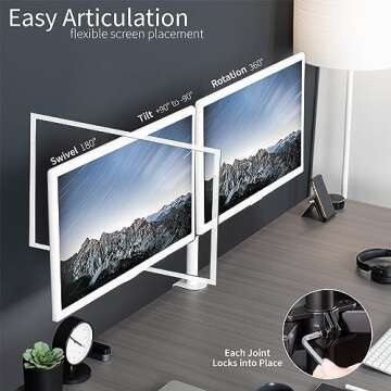 VIVO Dual Monitor Desk Mount, Heavy Duty Fully Adjustable Stand, Fits 2 LCD LED Screens up to 32 inches, White, STAND-V032W