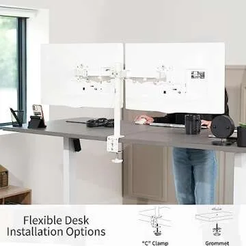 VIVO Dual Monitor Desk Mount, Heavy Duty Fully Adjustable Stand, Fits 2 LCD LED Screens up to 32 inches, White, STAND-V032W