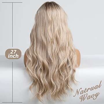 EMMOR Blonde Lace Front Wig Long Wig Loose Wave Middle Part Wig Hand Tied Baby Hair Heat Resistant Synthetic Wig…