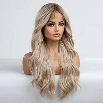 EMMOR Blonde Lace Front Wig Long Wig Loose Wave Middle Part Wig Hand Tied Baby Hair Heat Resistant Synthetic Wig…