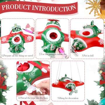 HyDren 2 Pcs Elf Airplane Toy Christmas Elf Inflatable Plane Ride Elf Doll Toy Airplane with Cotton Rope and Pump for Christmas Elves Party Decoration