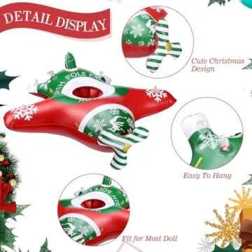 HyDren 2 Pcs Elf Airplane Toy Christmas Elf Inflatable Plane Ride Elf Doll Toy Airplane with Cotton Rope and Pump for Christmas Elves Party Decoration