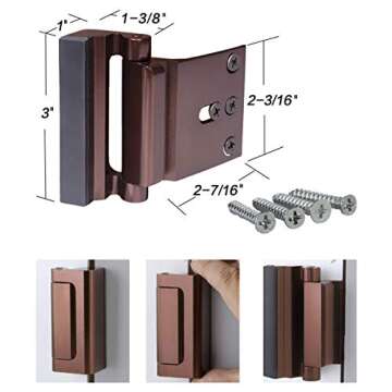 Door Reinforcement Locks with 4 Screws, Home Security Door Lock Stop for Toddler, Childproof Door Lock Night Lock Withstand 800 Lbs
