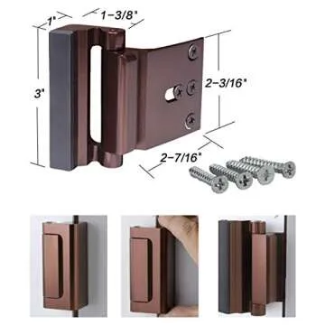 Door Reinforcement Locks with 4 Screws, Home Security Door Lock Stop for Toddler, Childproof Door Lock Night Lock Withstand 800 Lbs