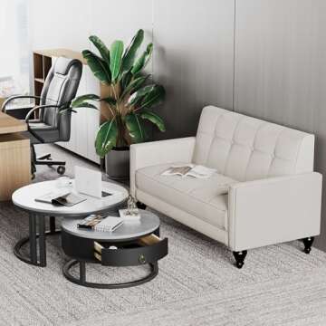 POINTANT Velvet Love Seat Mini Couch Small Settee Loveseat Bench for Living Room Small Spaces, Small Loveseat Sofa Couches with Tufted Padded Cushion, Mid Century Beige Love Seats