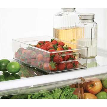 iDesign Plastic Pantry and Kitchen Storage Freezer and Fridge Organizer Bin with Easy Grip Handles, ...