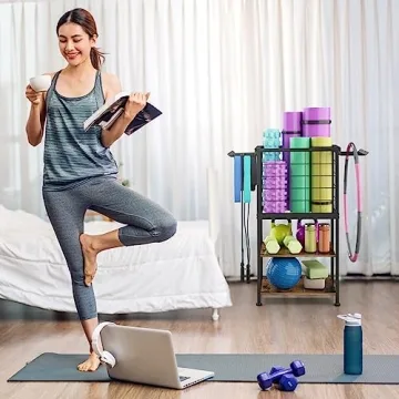 Durable 3-Tier Home Gym Storage Rack for All Fitness Needs